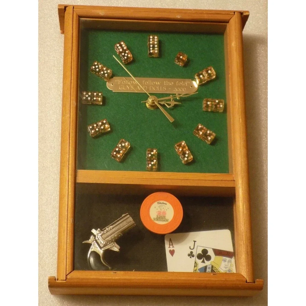 Follow, Follow The Fold Guys And Dolls Las Vegas Casino Glass Wall Clock